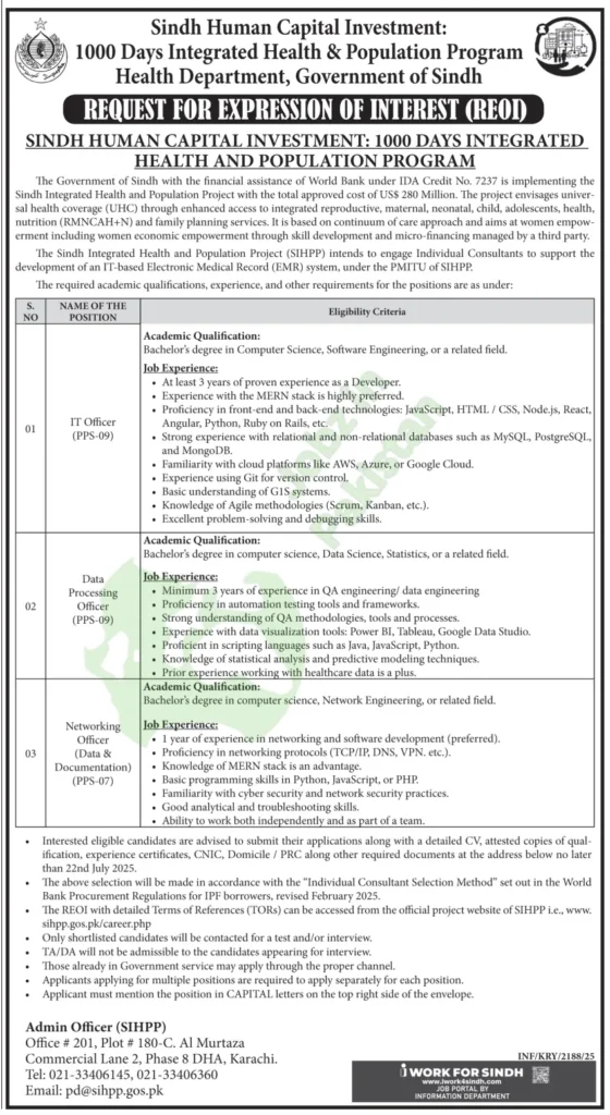 Career Opportunities at Health Department Sindh