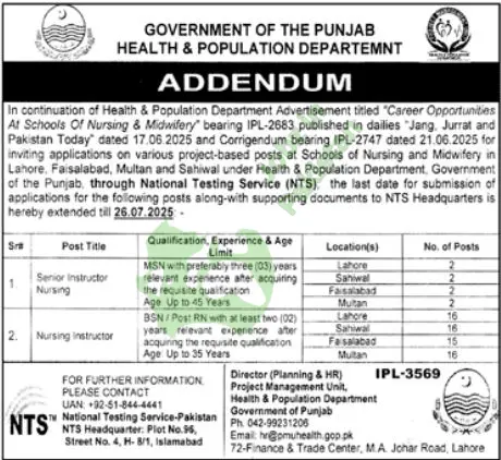 Health &Population department jobs