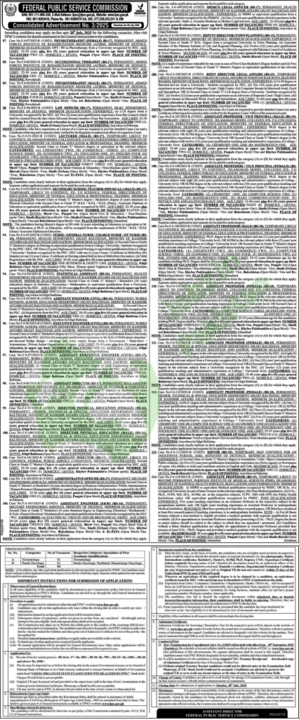 FPSC Advertisement 3/2025