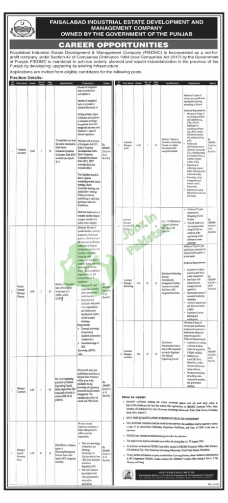 Latest Government Opportunities in Punjab FIEDMC (owned by the Government of Punjab) is inviting applications for various managerial and technical roles
