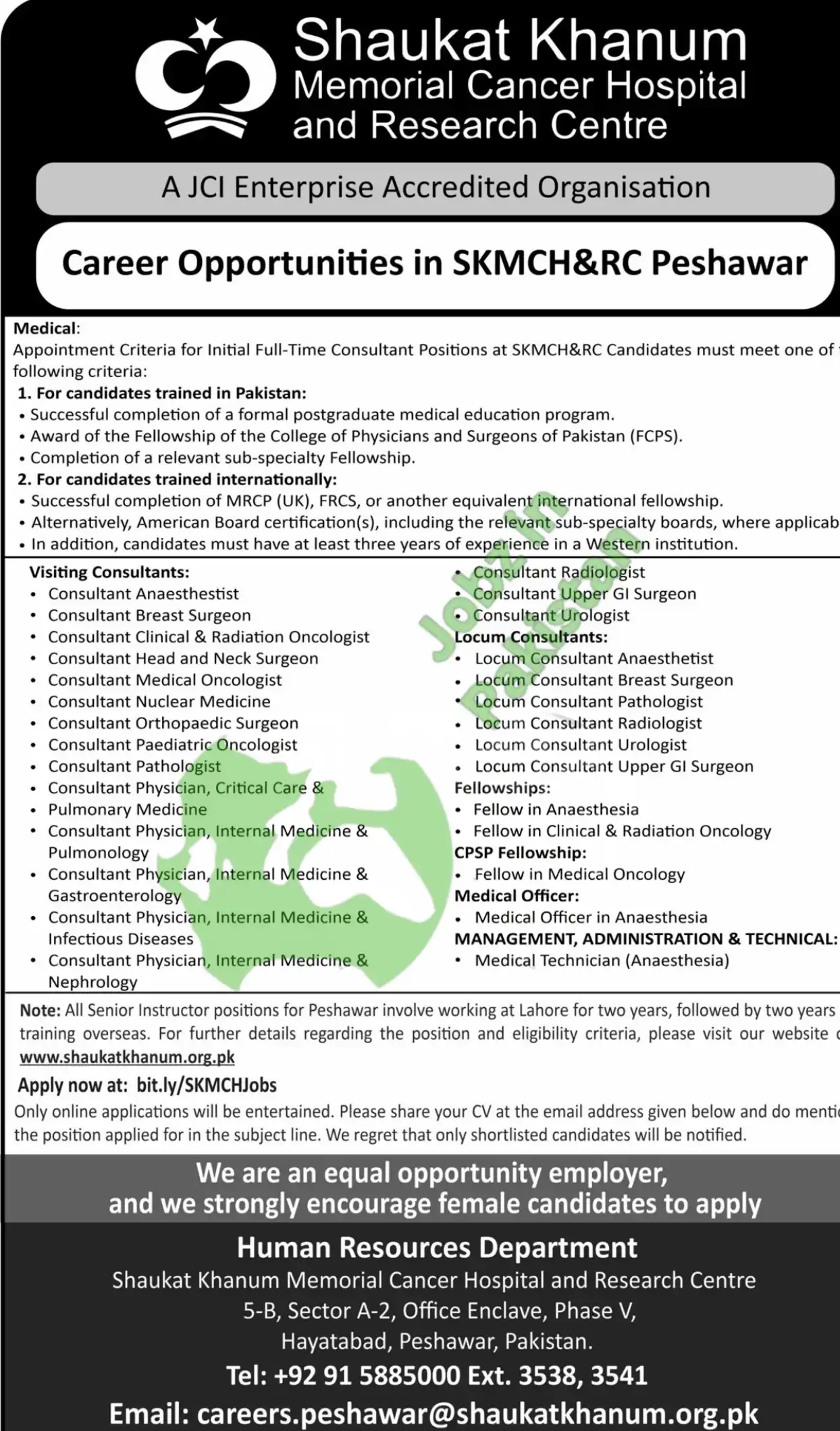 Jobs at shaukat khanum cancer hospital